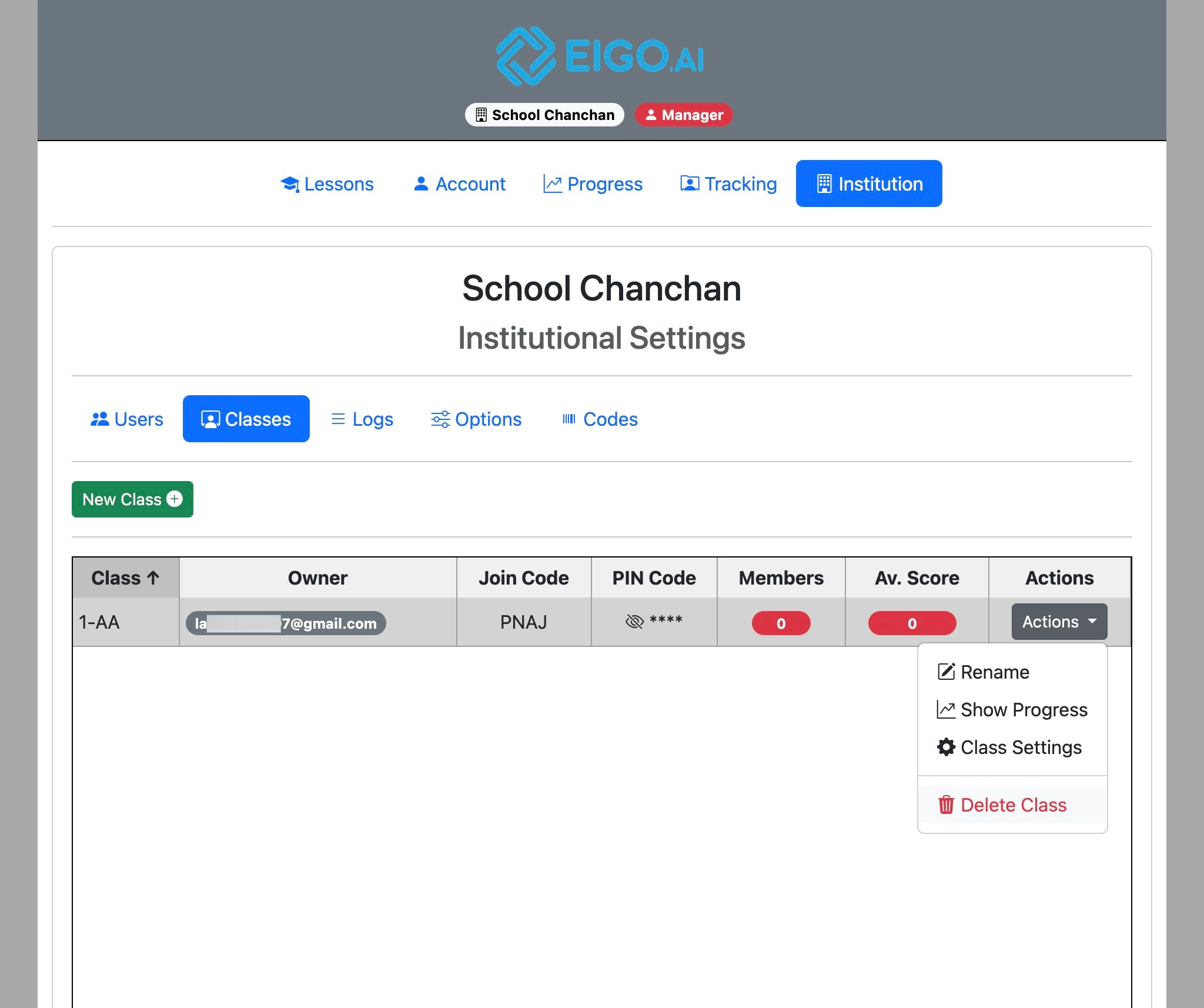 Screenshot for How to delete a class, step 4