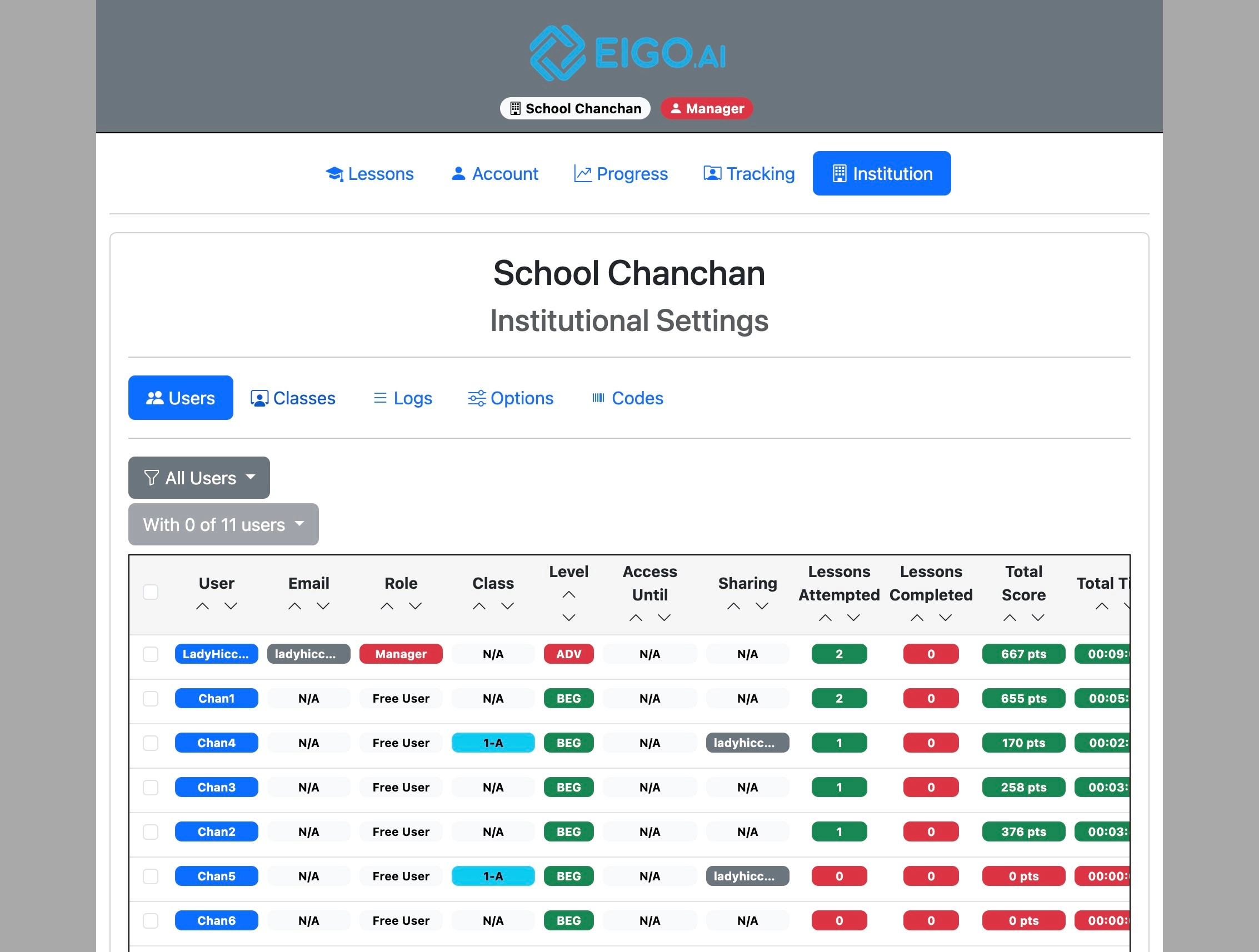 Screenshot for How to view progress for a class, step 3