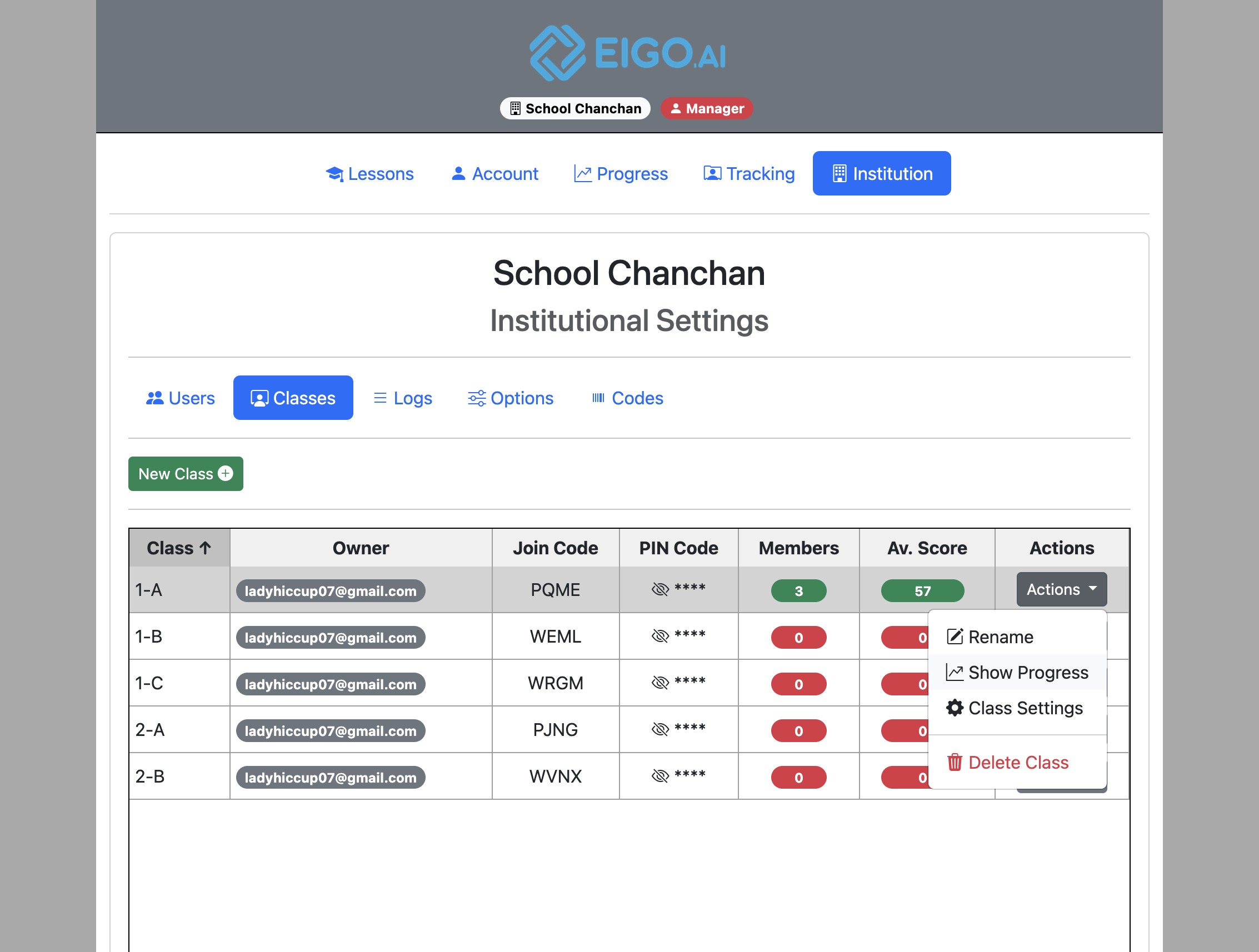 Screenshot for How to view progress for a class, step 5