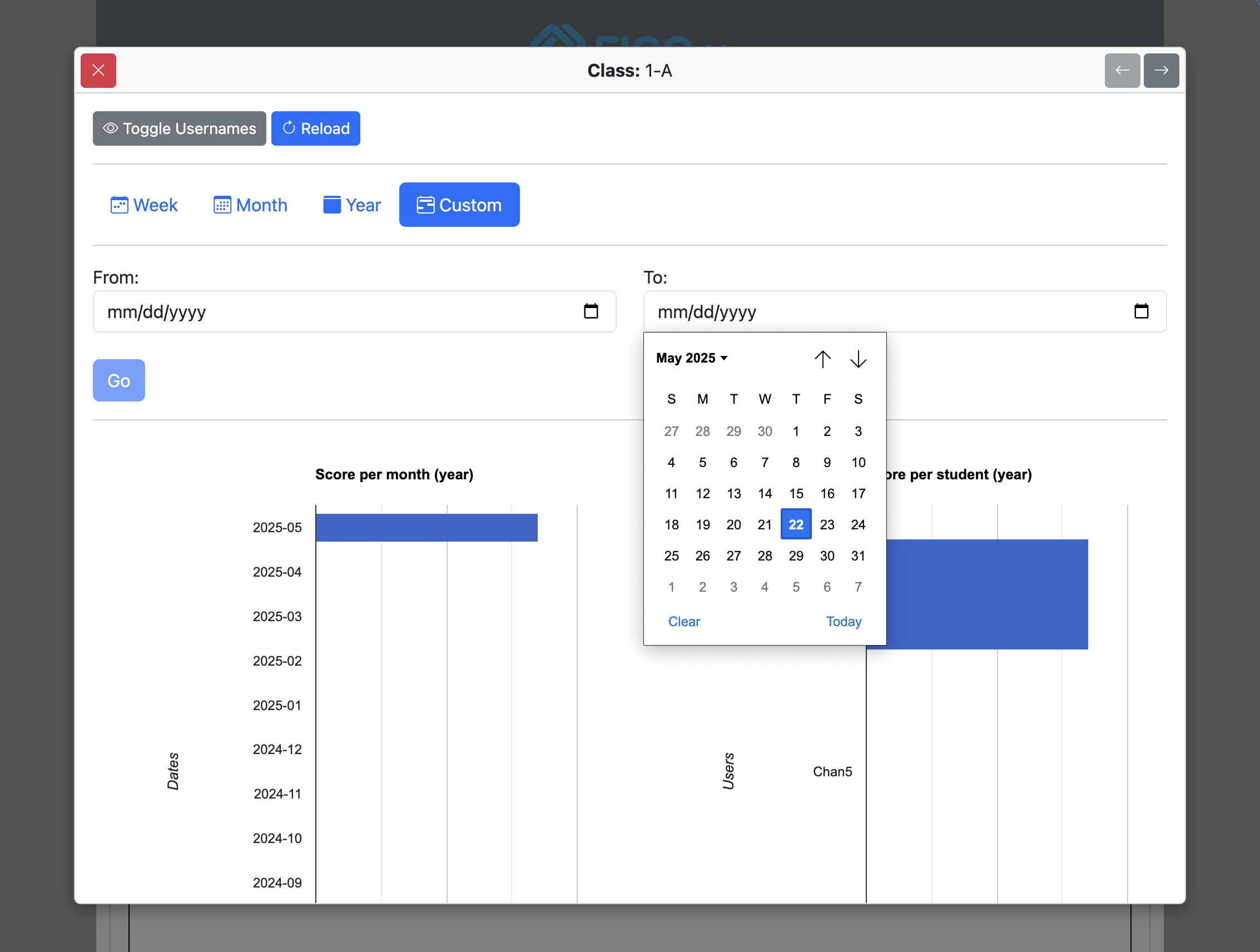 Screenshot for How to view progress for a class, step 8