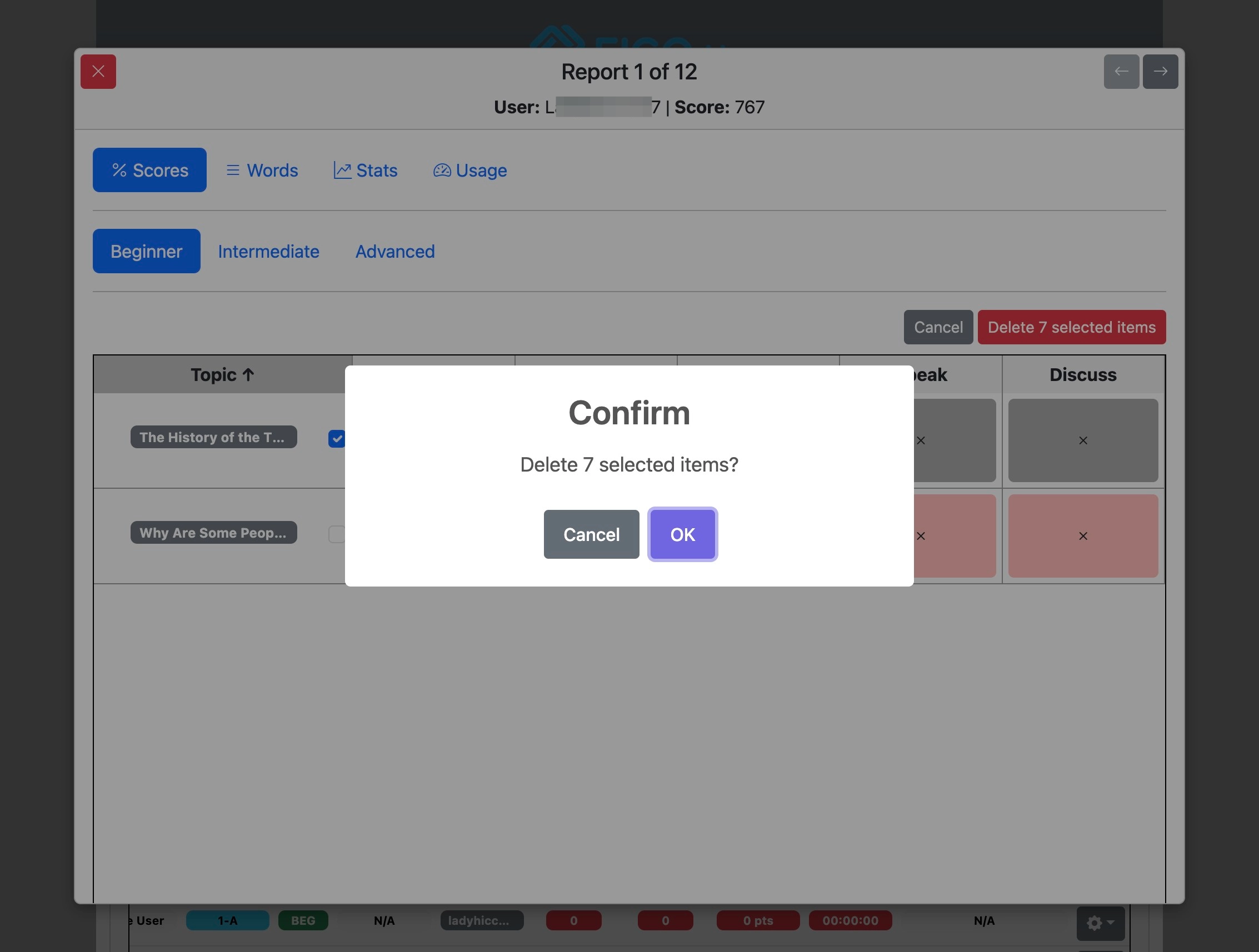 Screenshot for How to view user progress, step 9