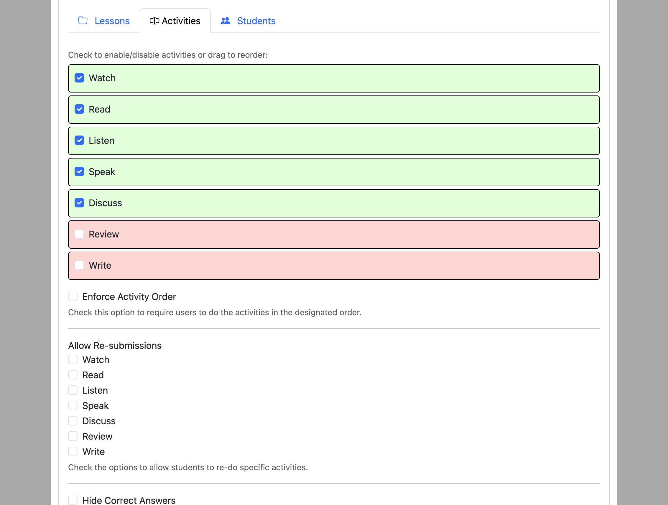 Screenshot for Institutional options, step 14