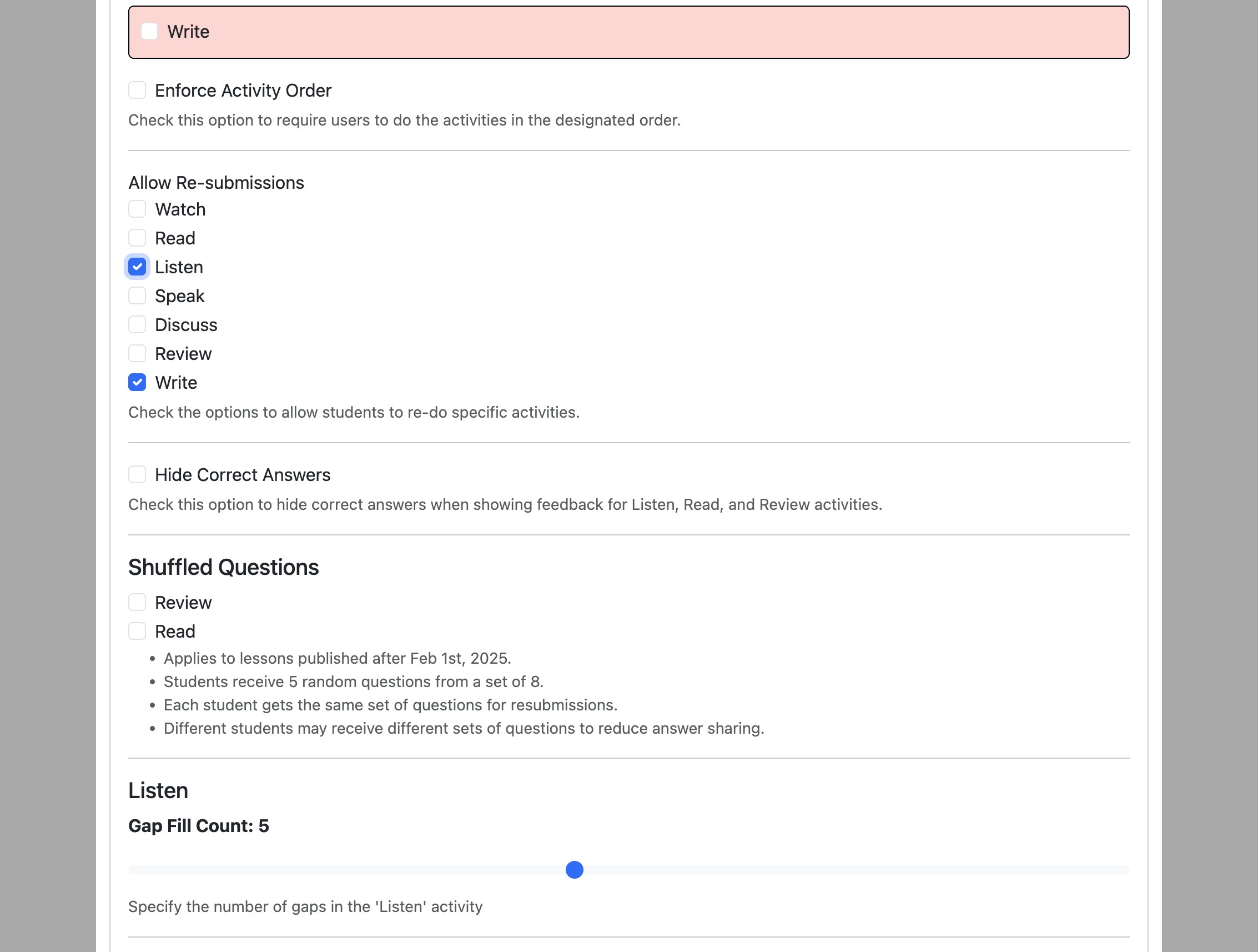 Screenshot for Institutional options, step 16
