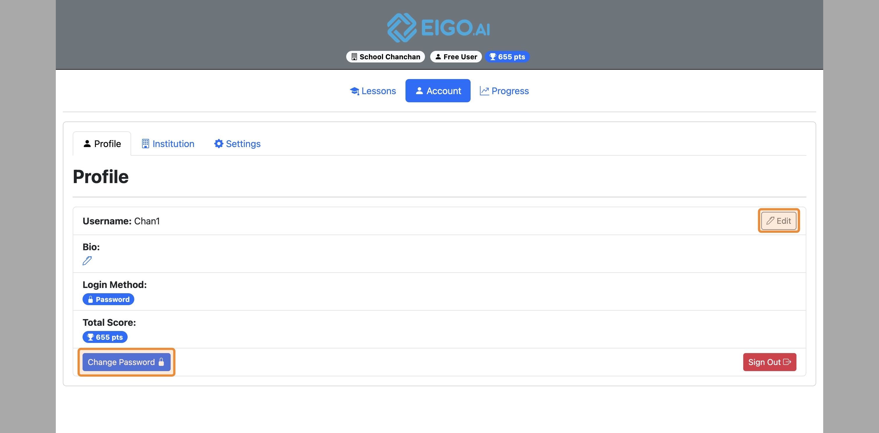 Screenshot for Institutional options, step 27