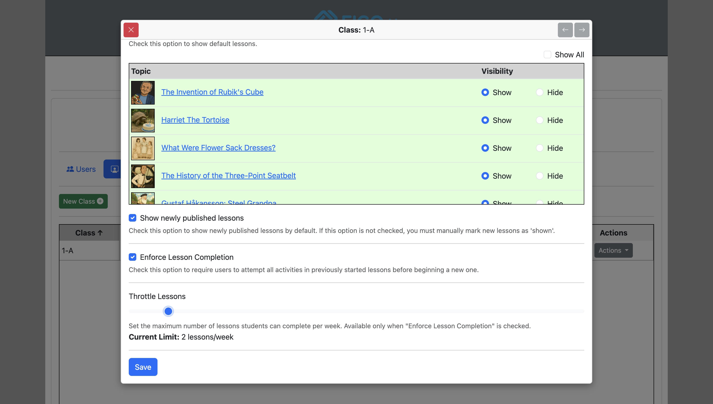 Screenshot for Institutional options, step 9