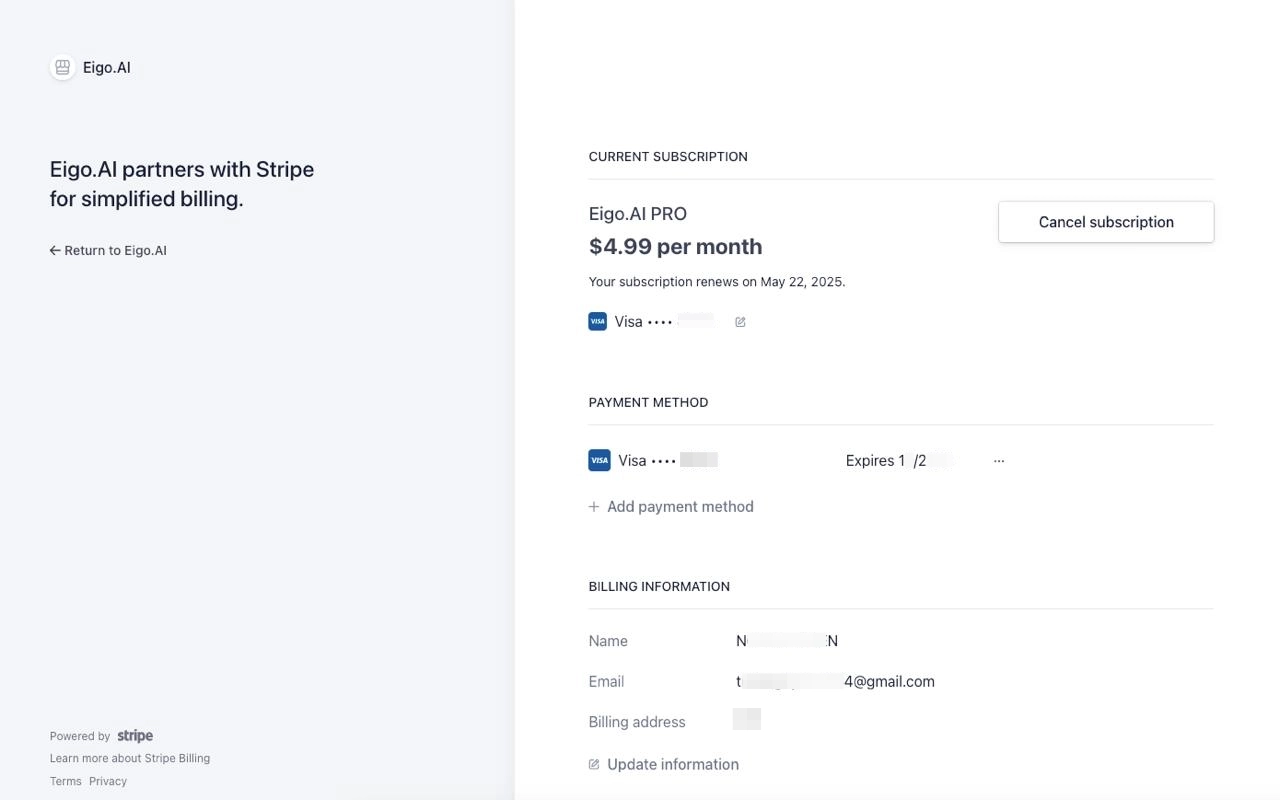 Screenshot for How to cancel a Pro subscription, step 5