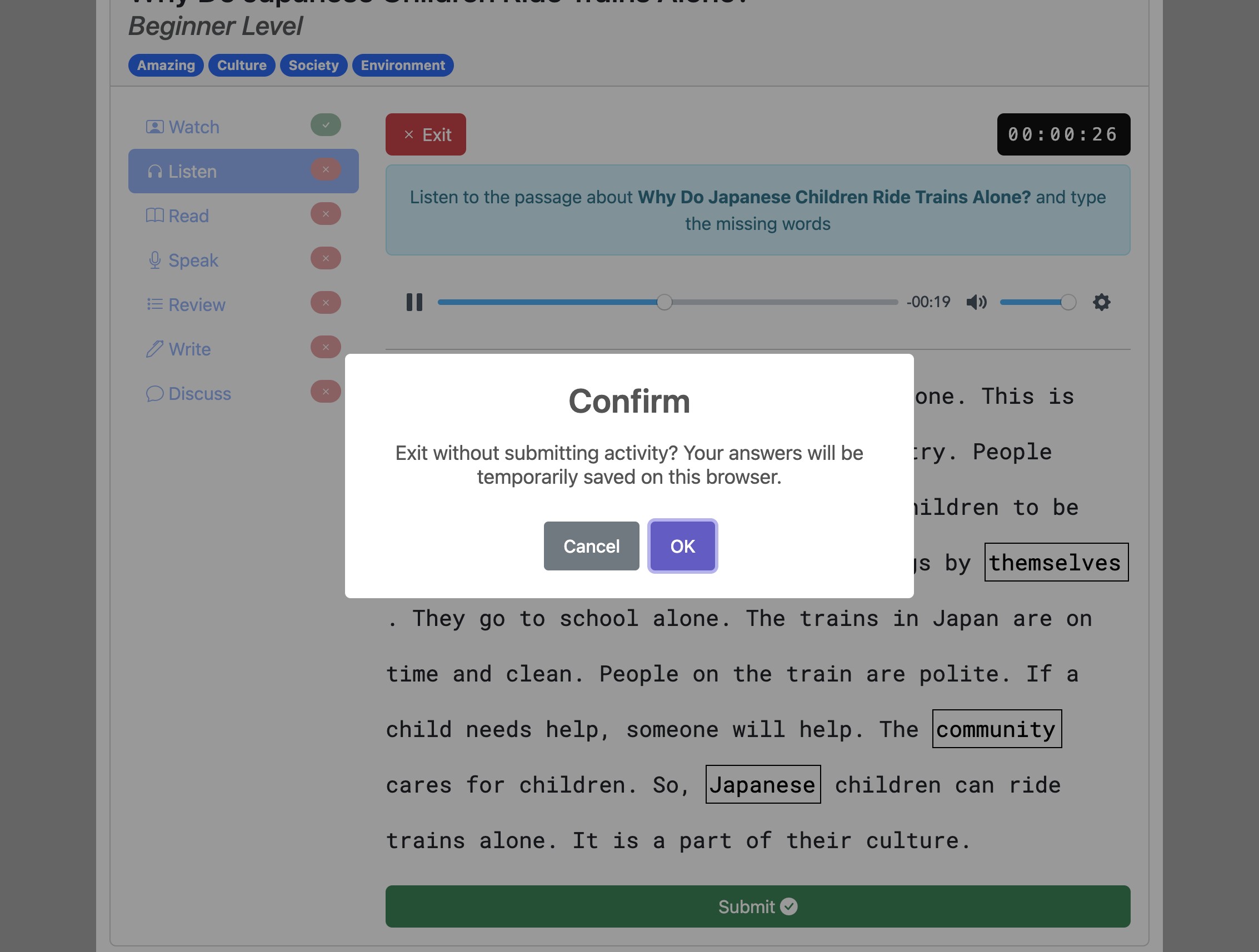 Screenshot for How to do the 'Listen' activity, step 11