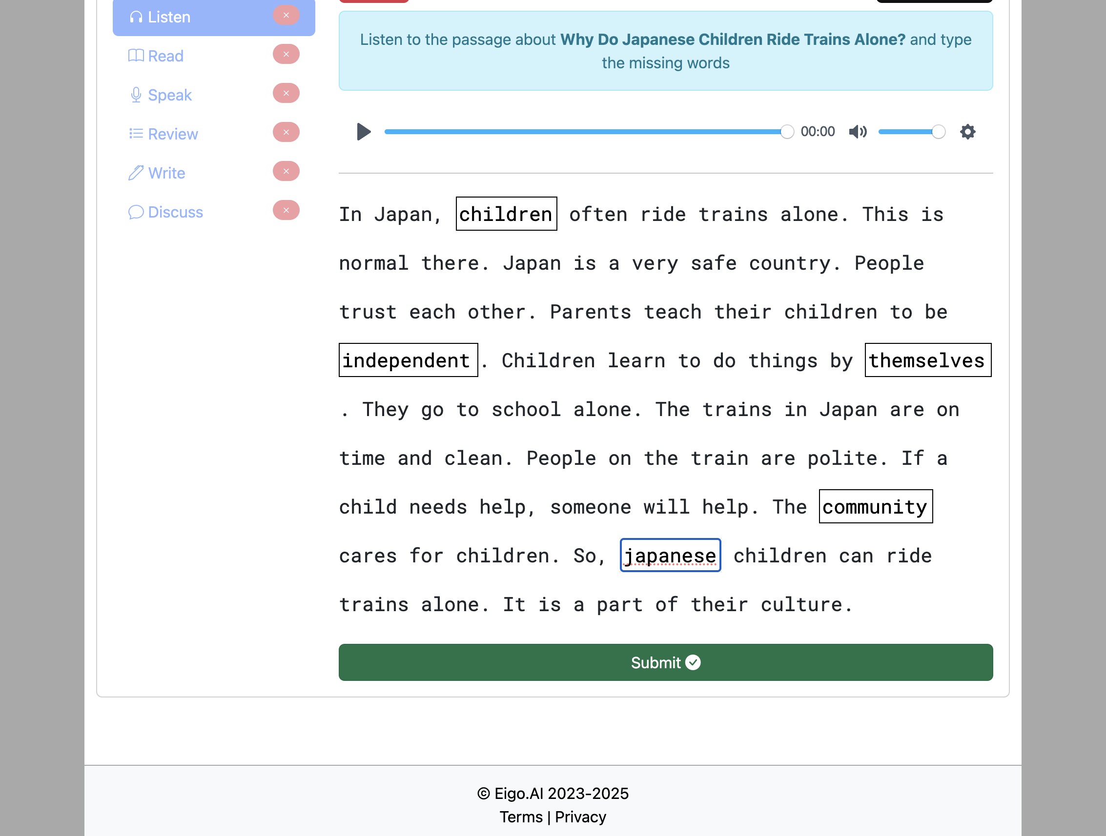 Screenshot for How to do the 'Listen' activity, step 7