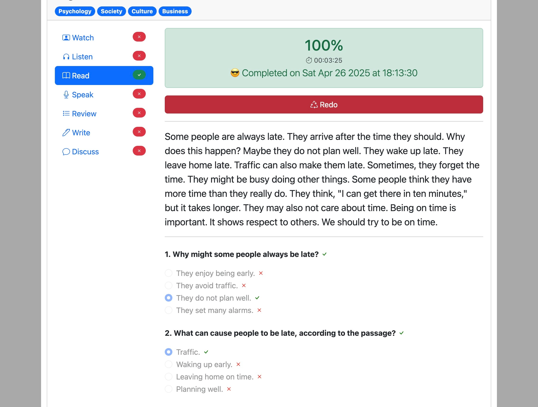 Screenshot for How to do the 'Read' activity, step 10