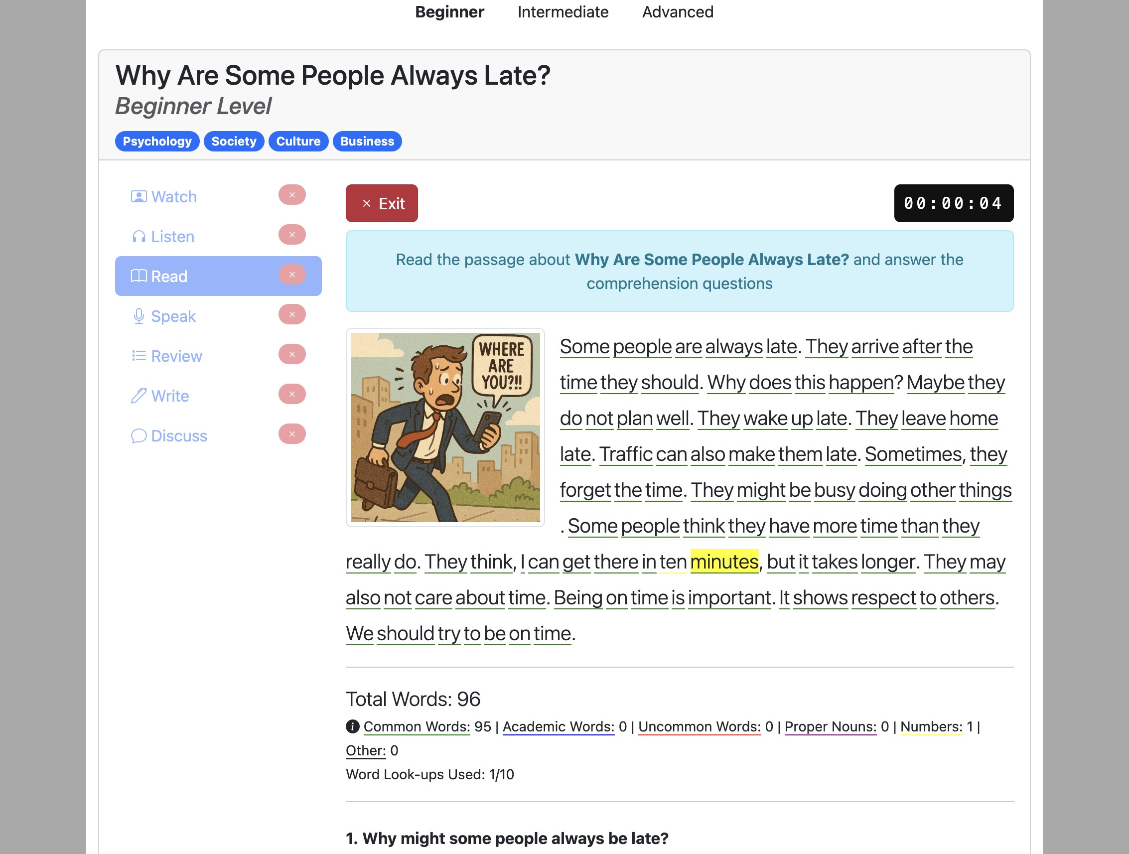 Screenshot for How to do the 'Read' activity, step 12