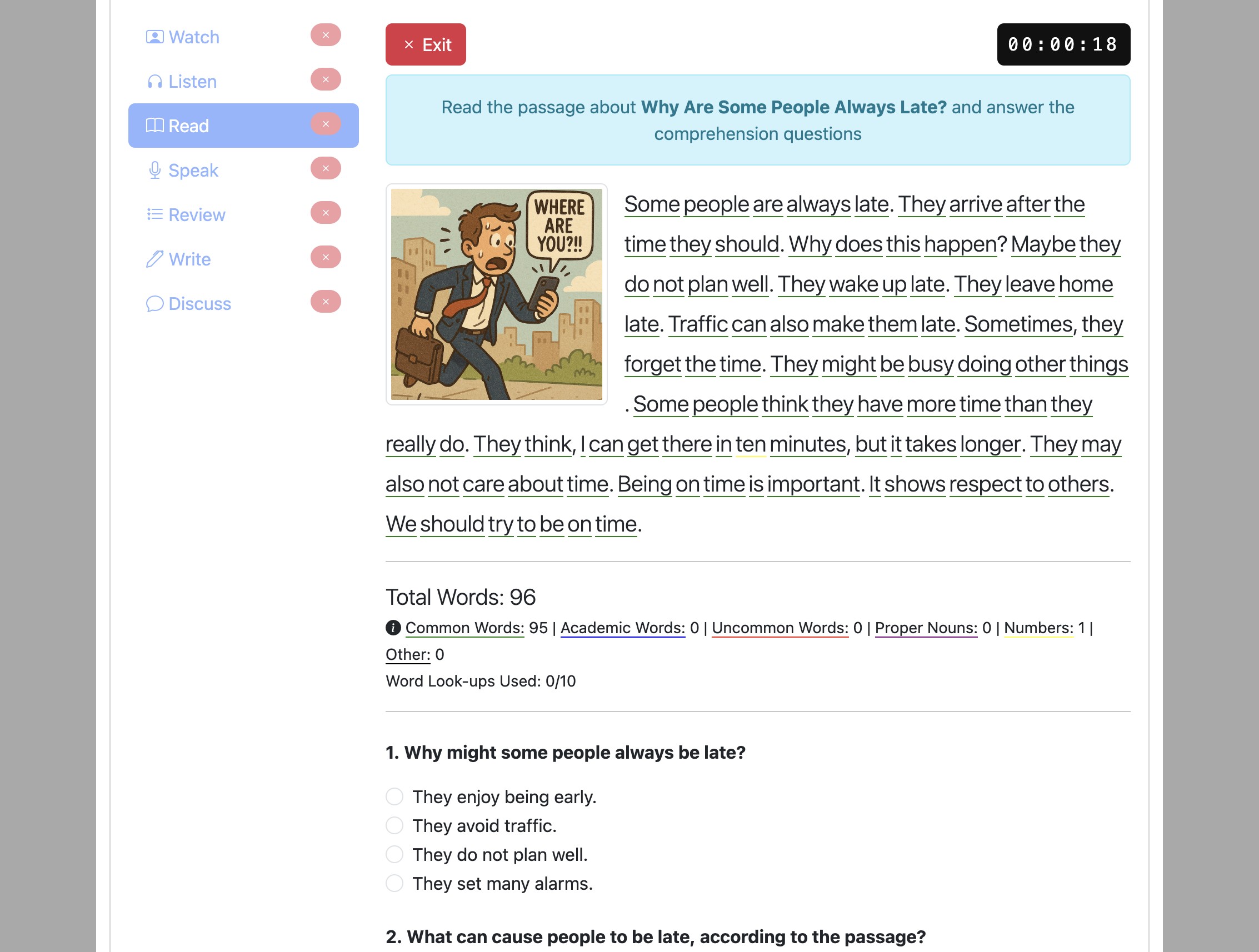 Screenshot for How to do the 'Read' activity, step 5