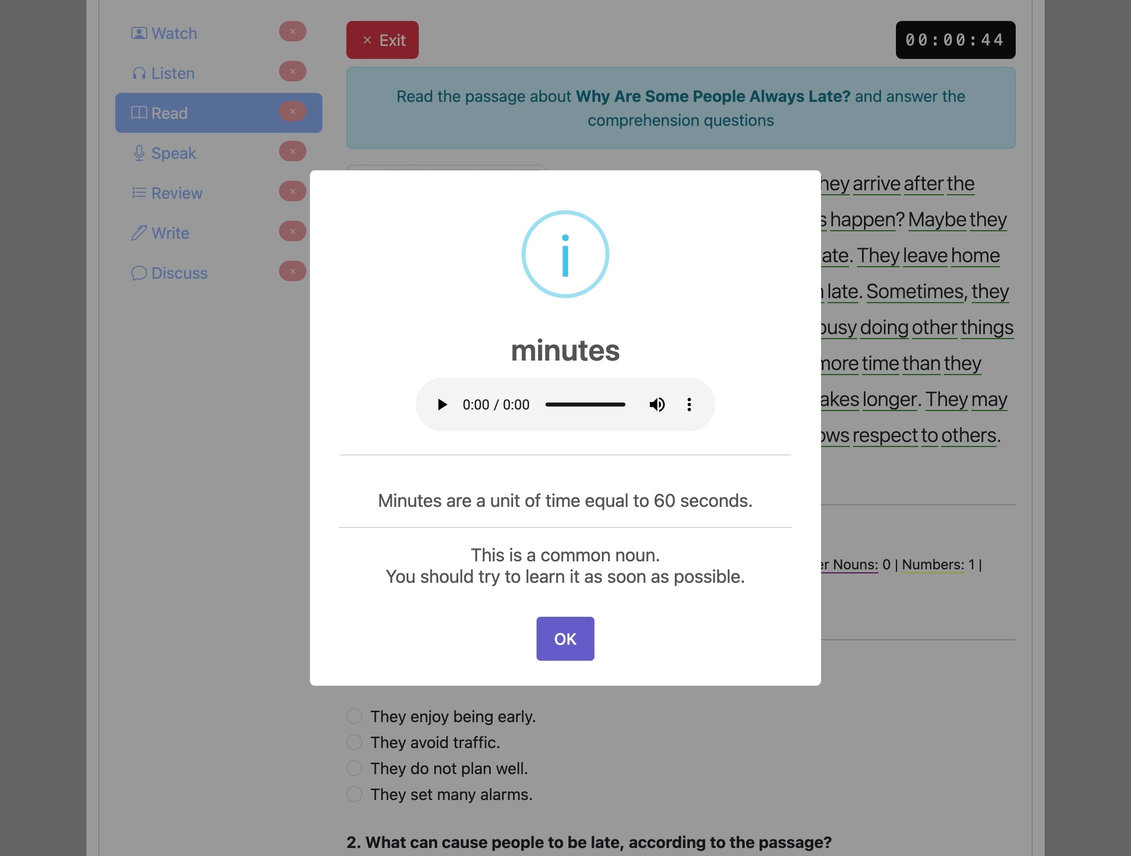 Screenshot for How to do the 'Read' activity, step 6