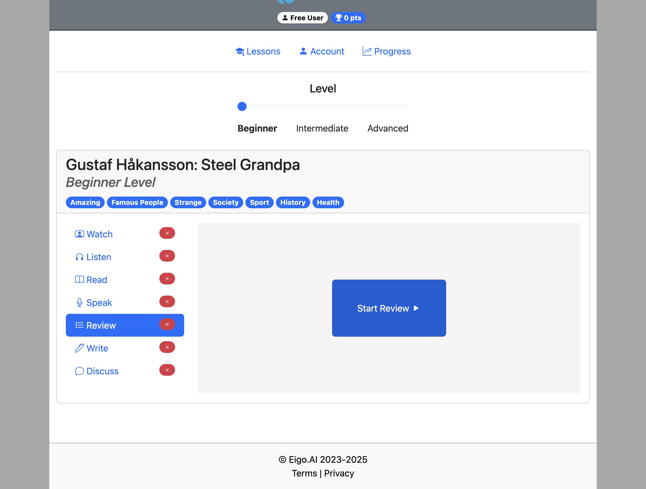 Screenshot for How to do the 'Review' activity, step 4