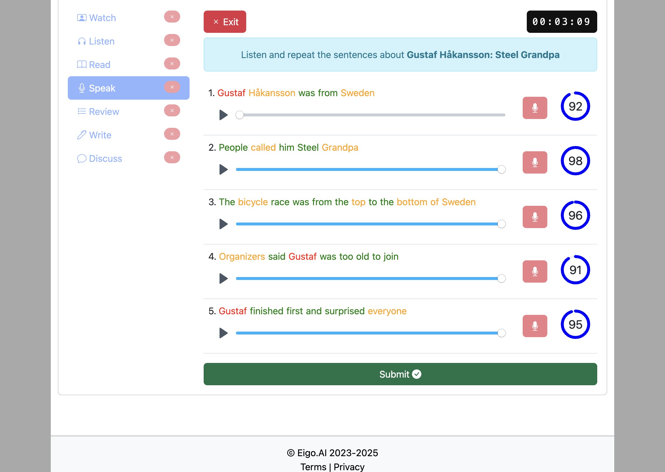 Screenshot for How to do the 'Speak' activity, step 10