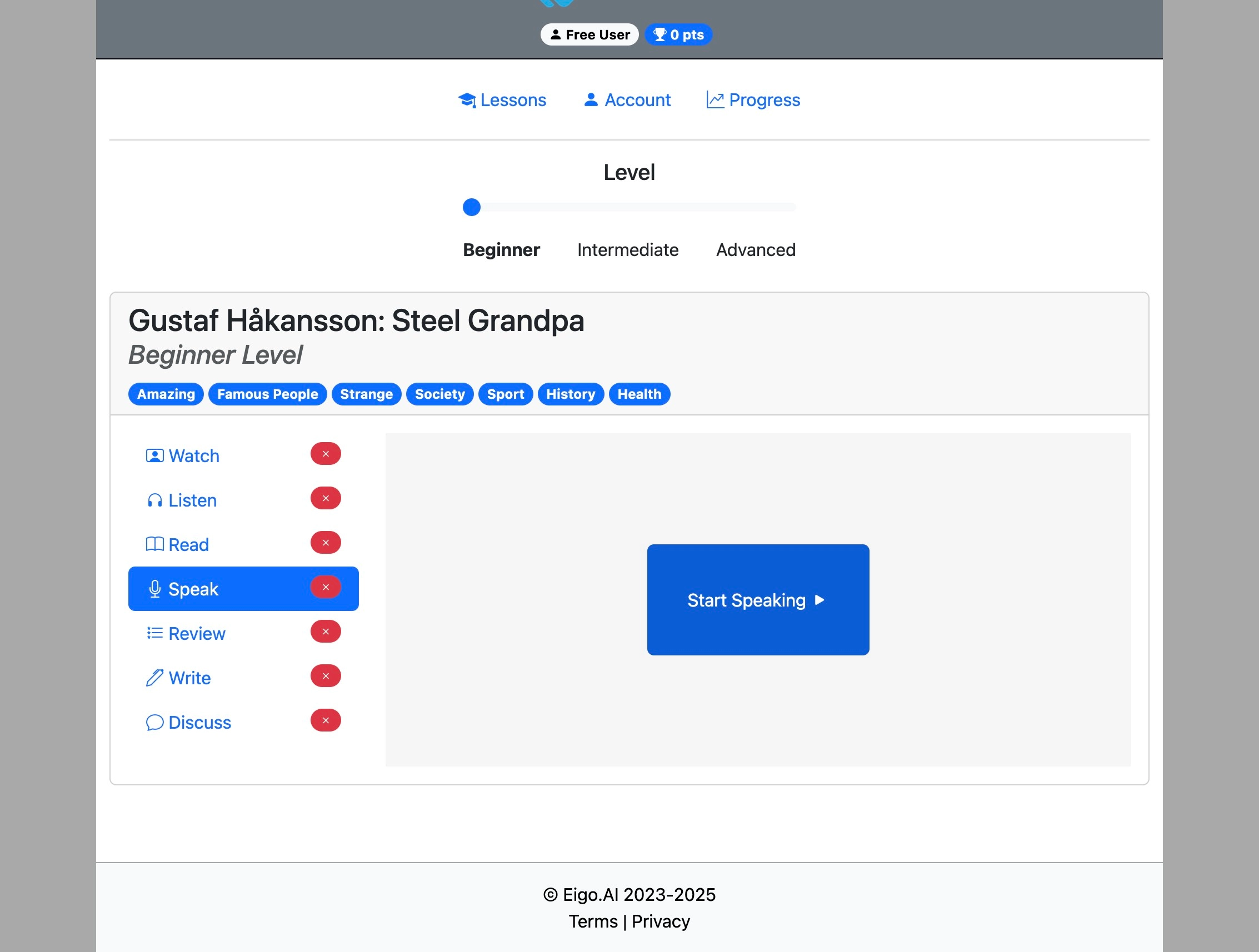 Screenshot for How to do the 'Speak' activity, step 4