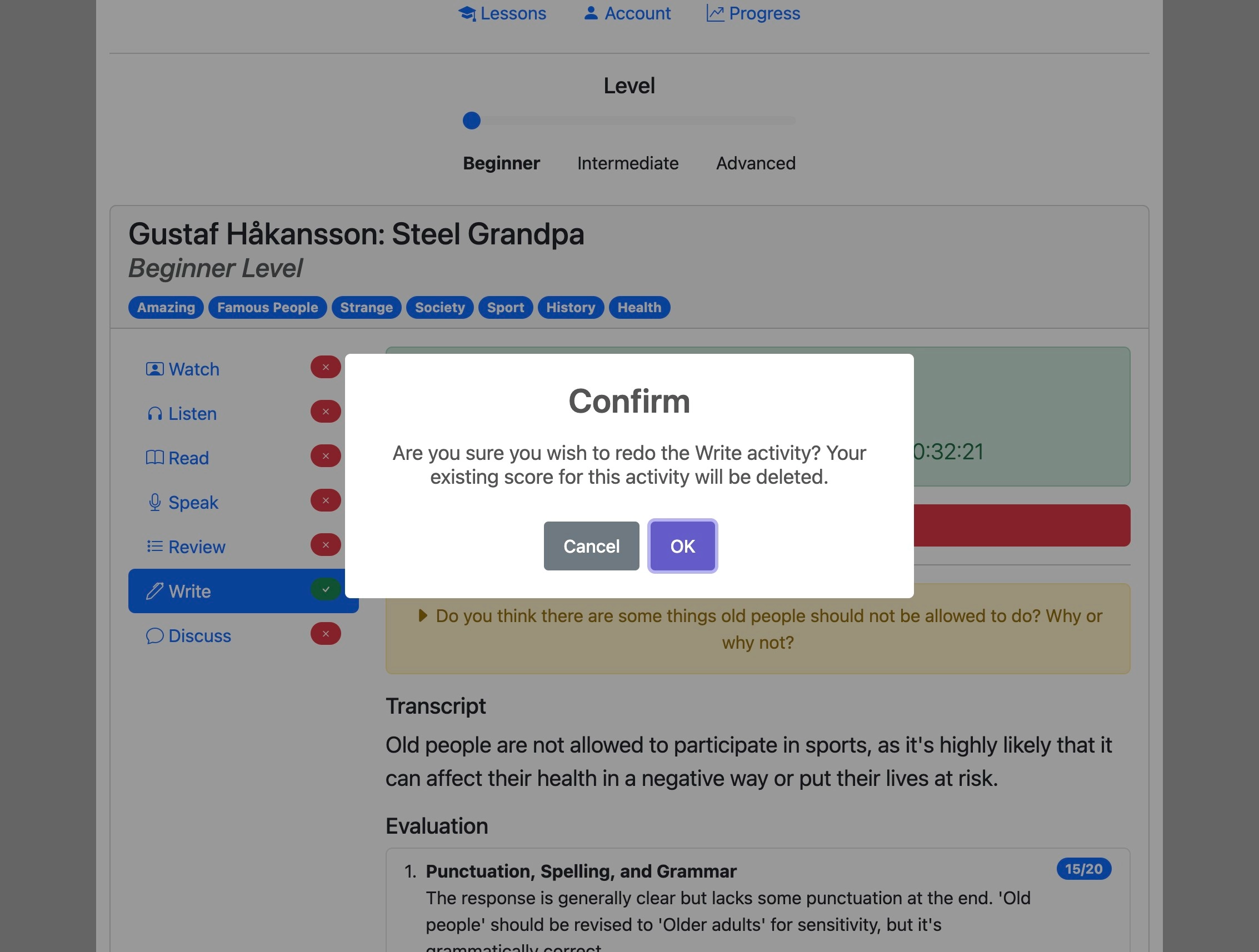 Screenshot for How to do the 'Write' activity, step 13