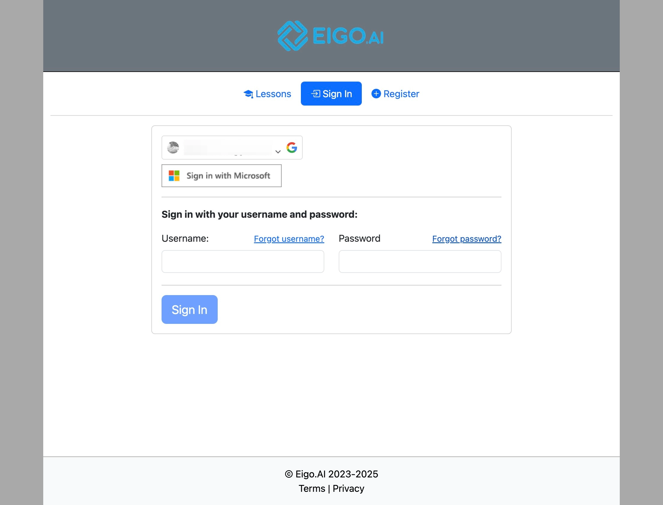Screenshot for How to reset your password, step 1