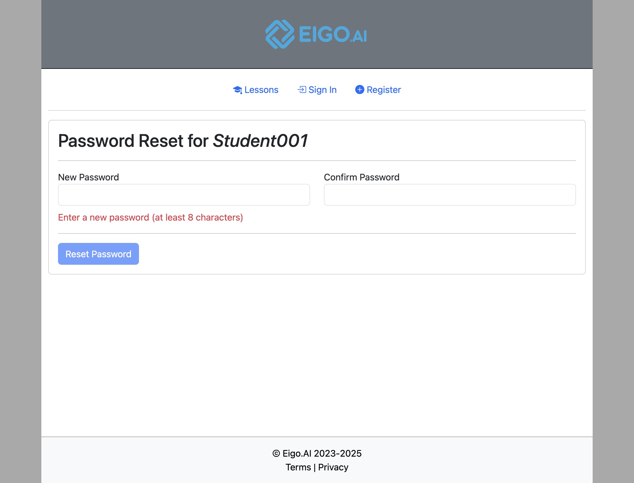 Screenshot for How to reset your password, step 8