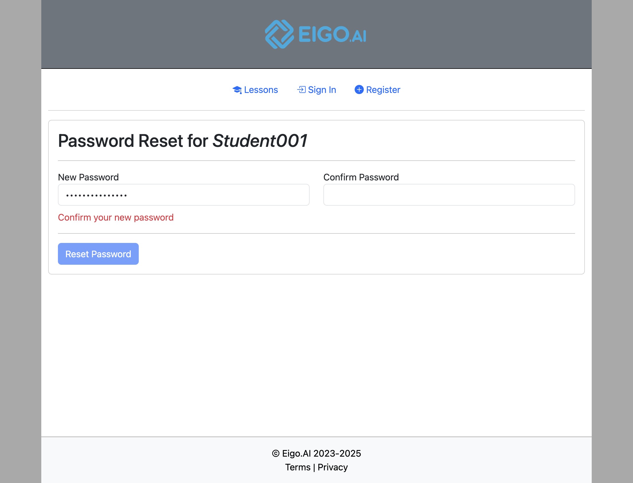 Screenshot for How to reset your password, step 9
