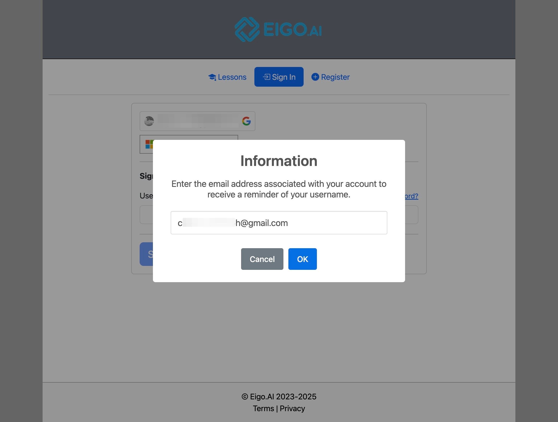 Screenshot for How to retrieve your username, step 3