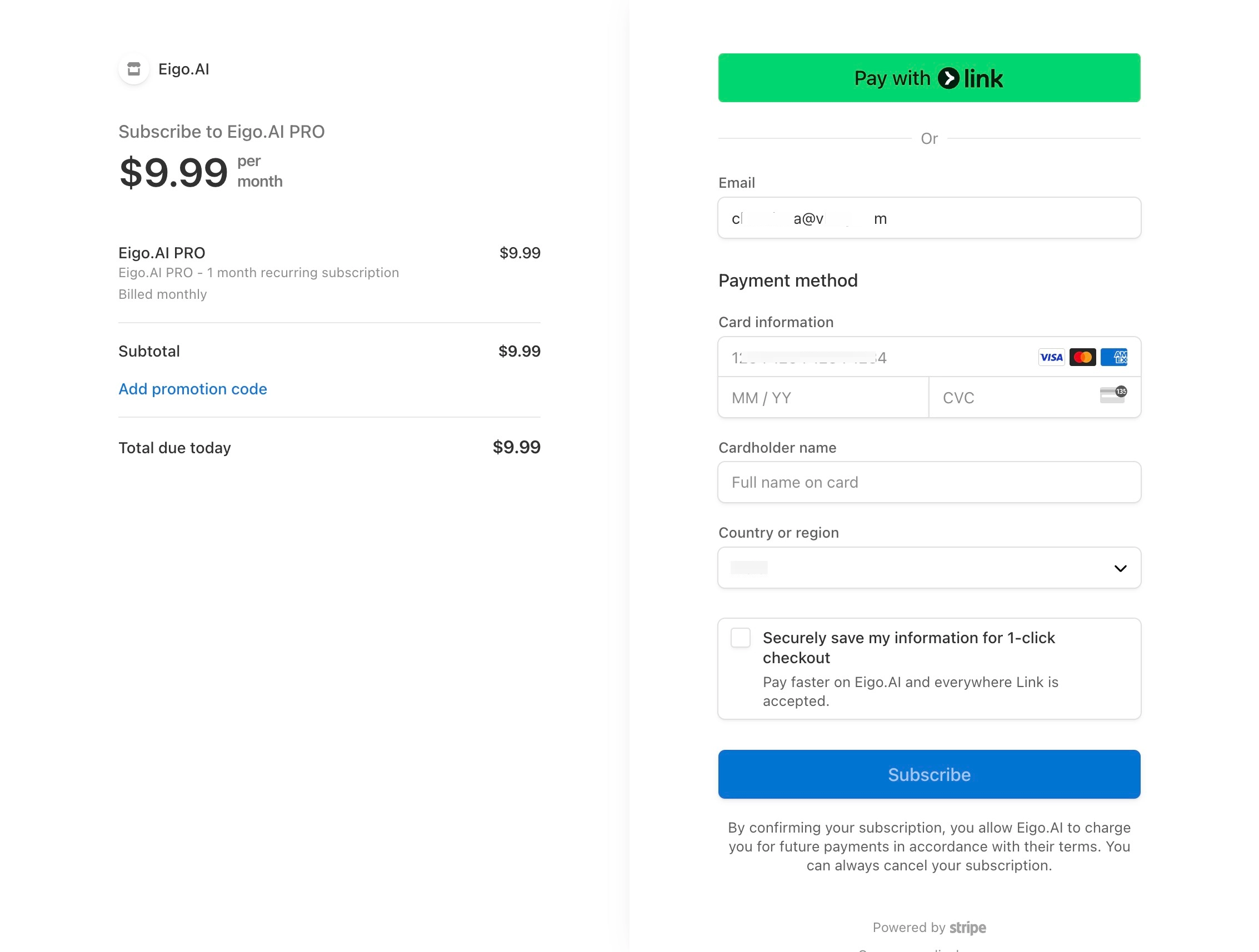 Screenshot for How to start a Pro subscription, step 6