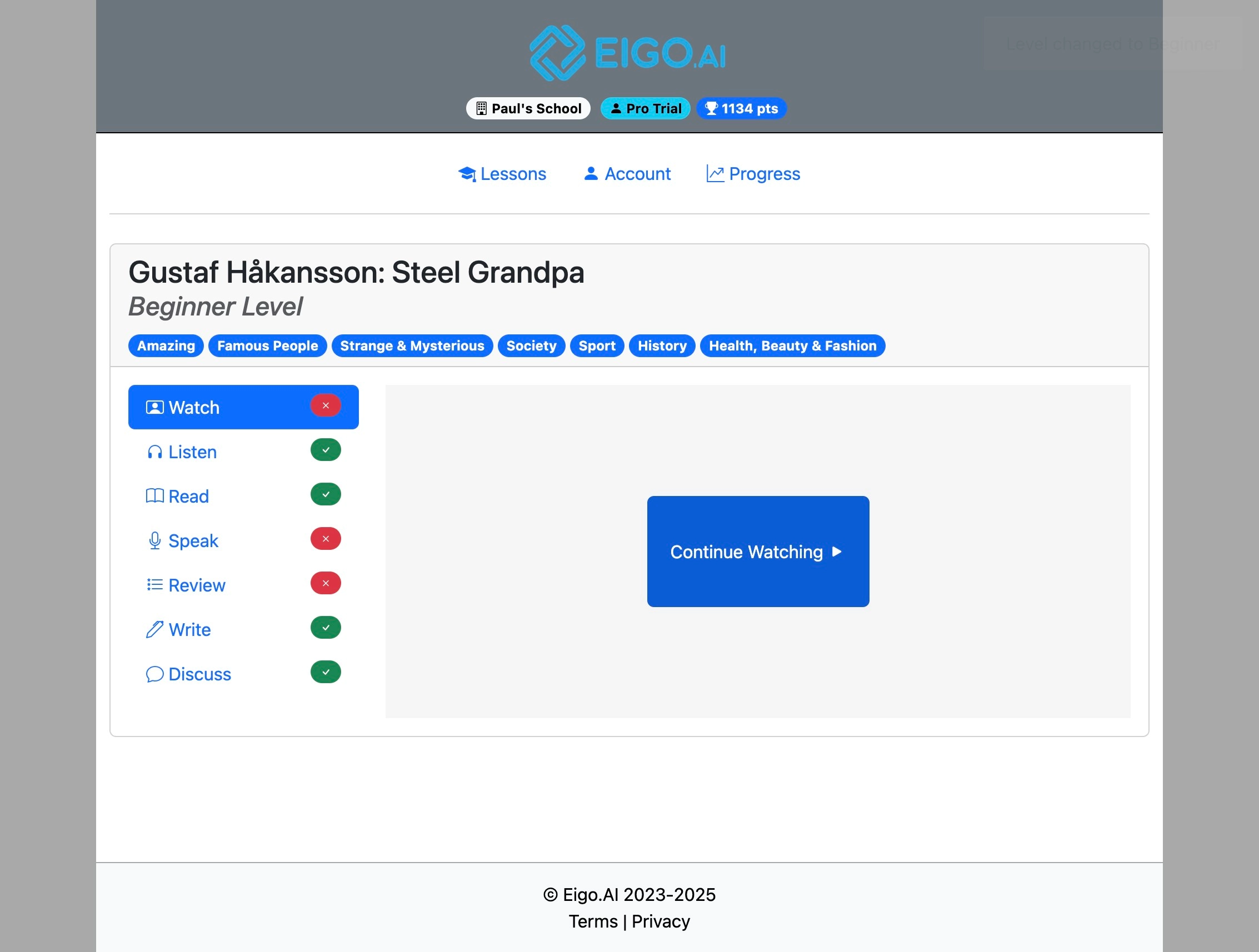 Screenshot for How to view your progress, step 7
