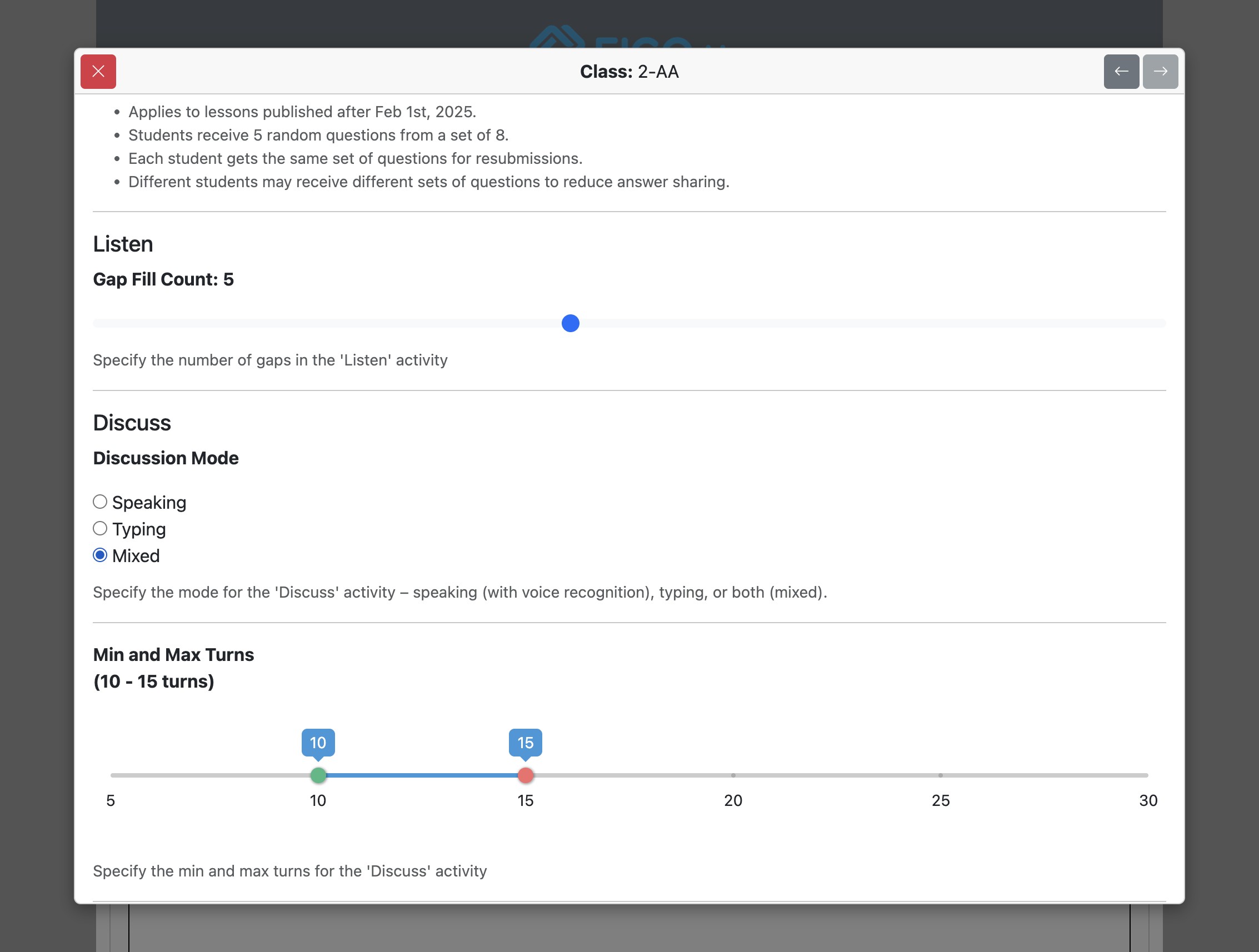 Screenshot for How to override institutional options for specified classes, step 22