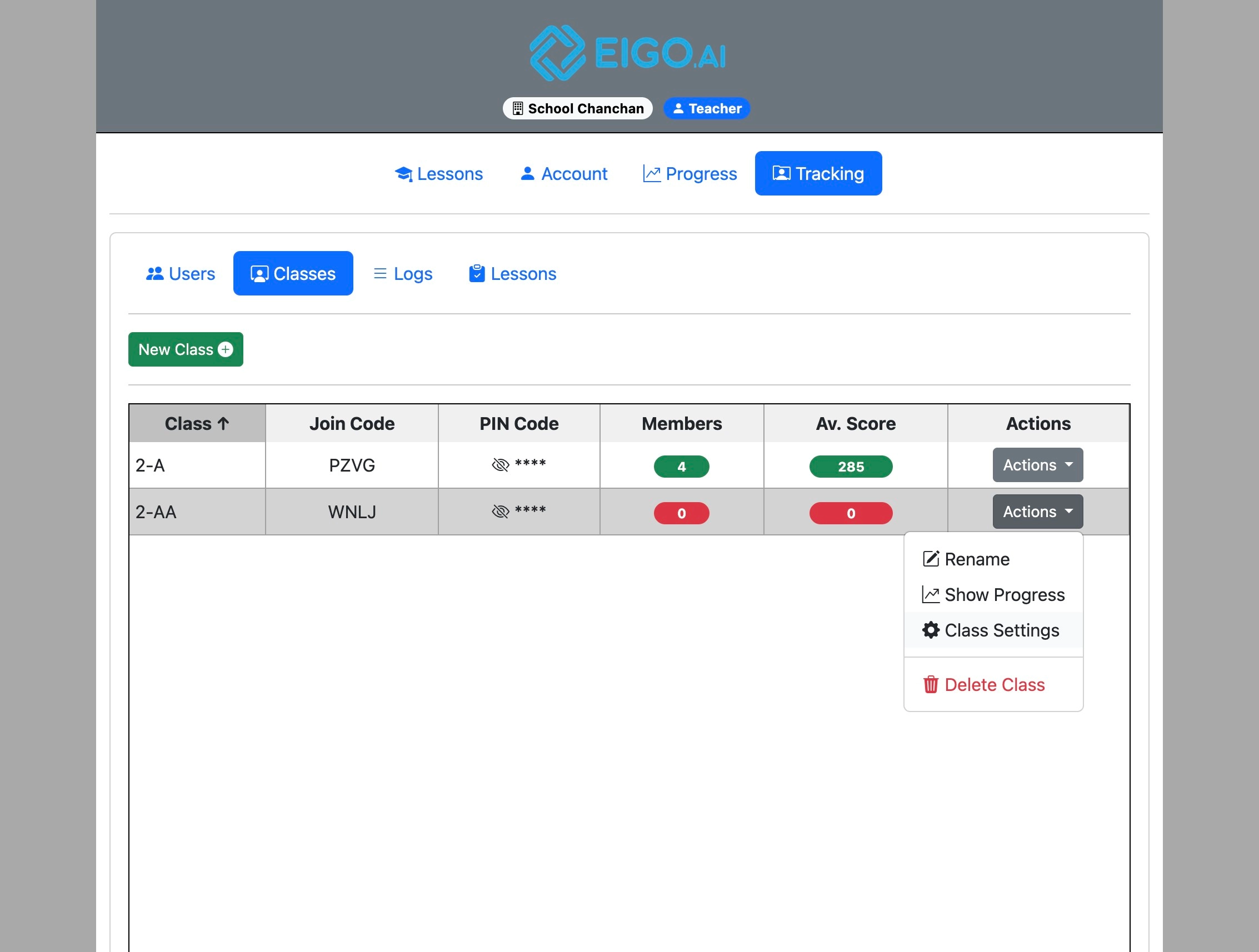 Screenshot for How to override institutional options for specified classes, step 4