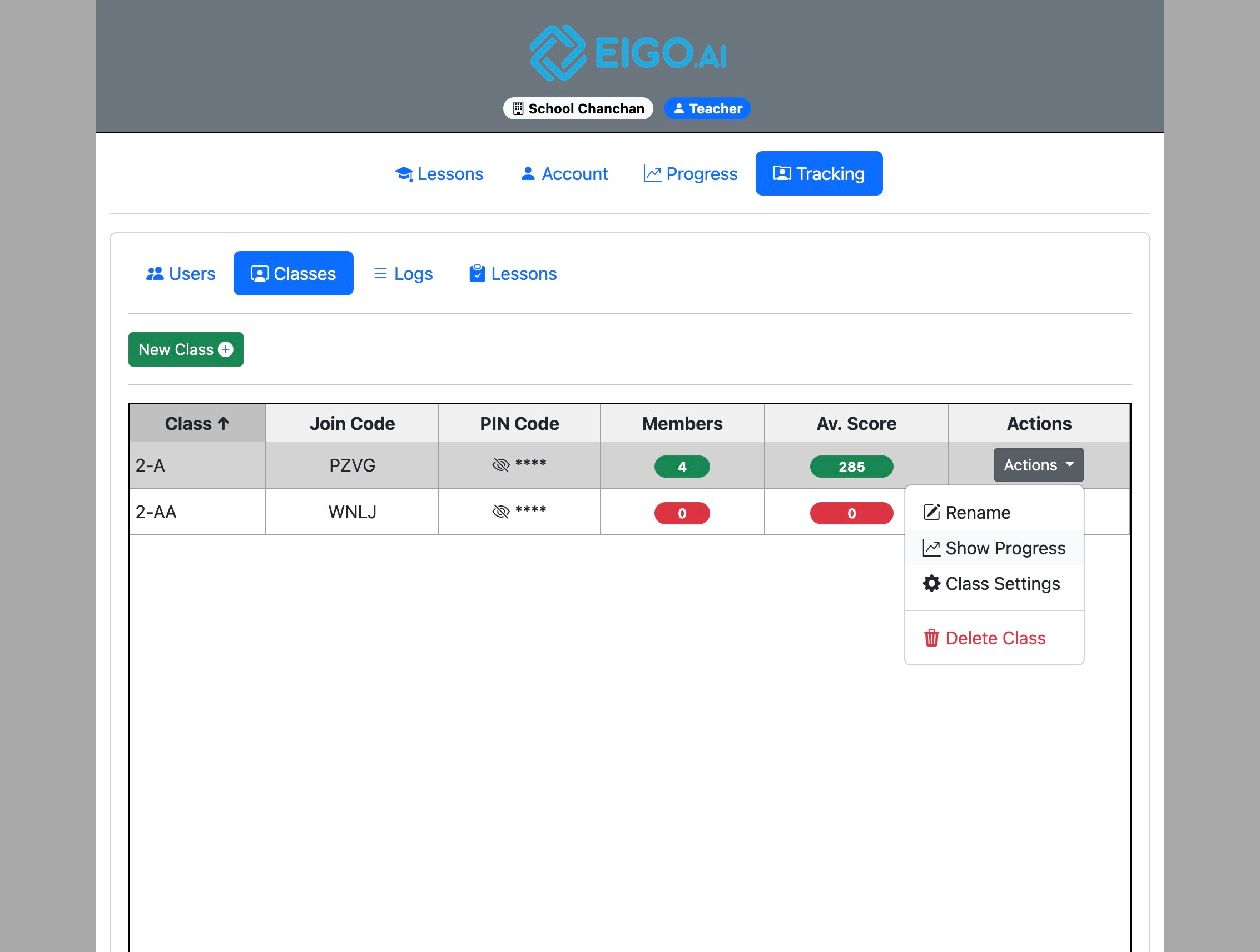 Screenshot for How to view class progress, step 4