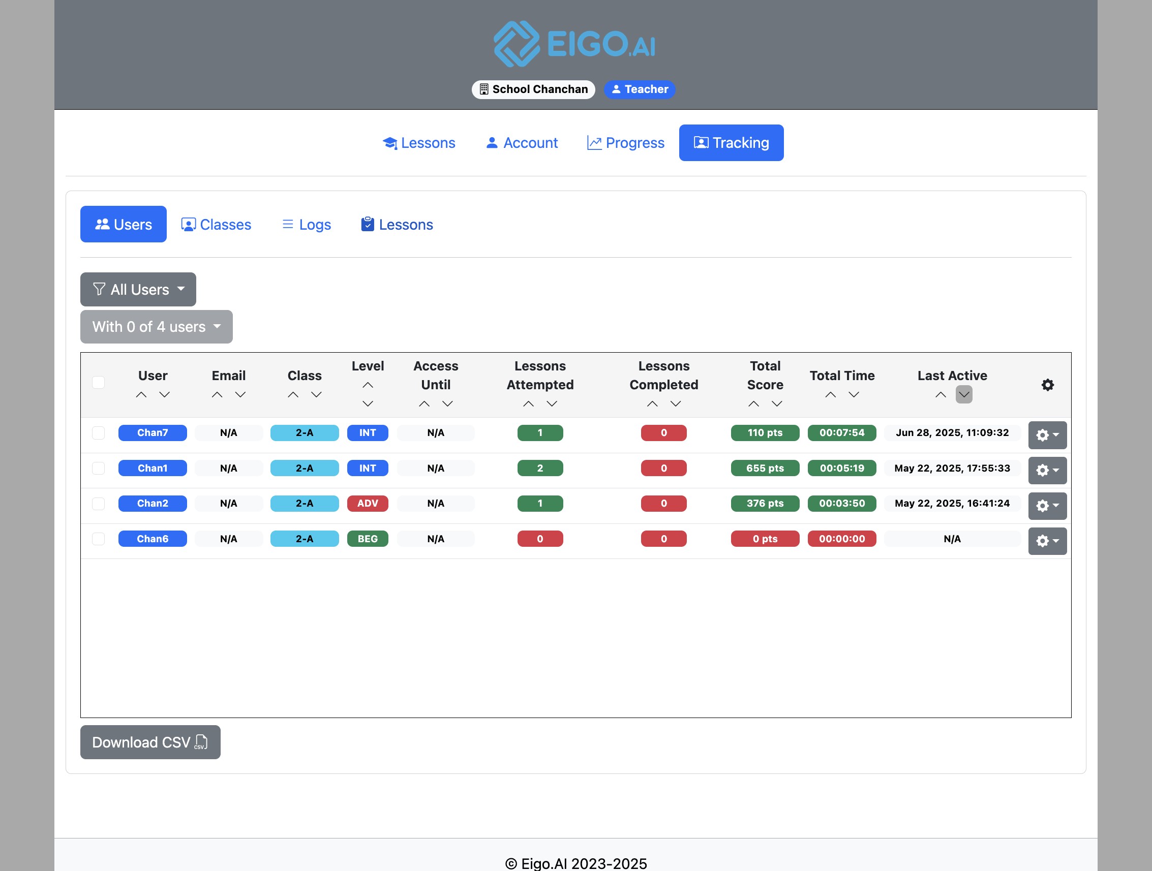 Screenshot for How to view lesson completion progress, step 2