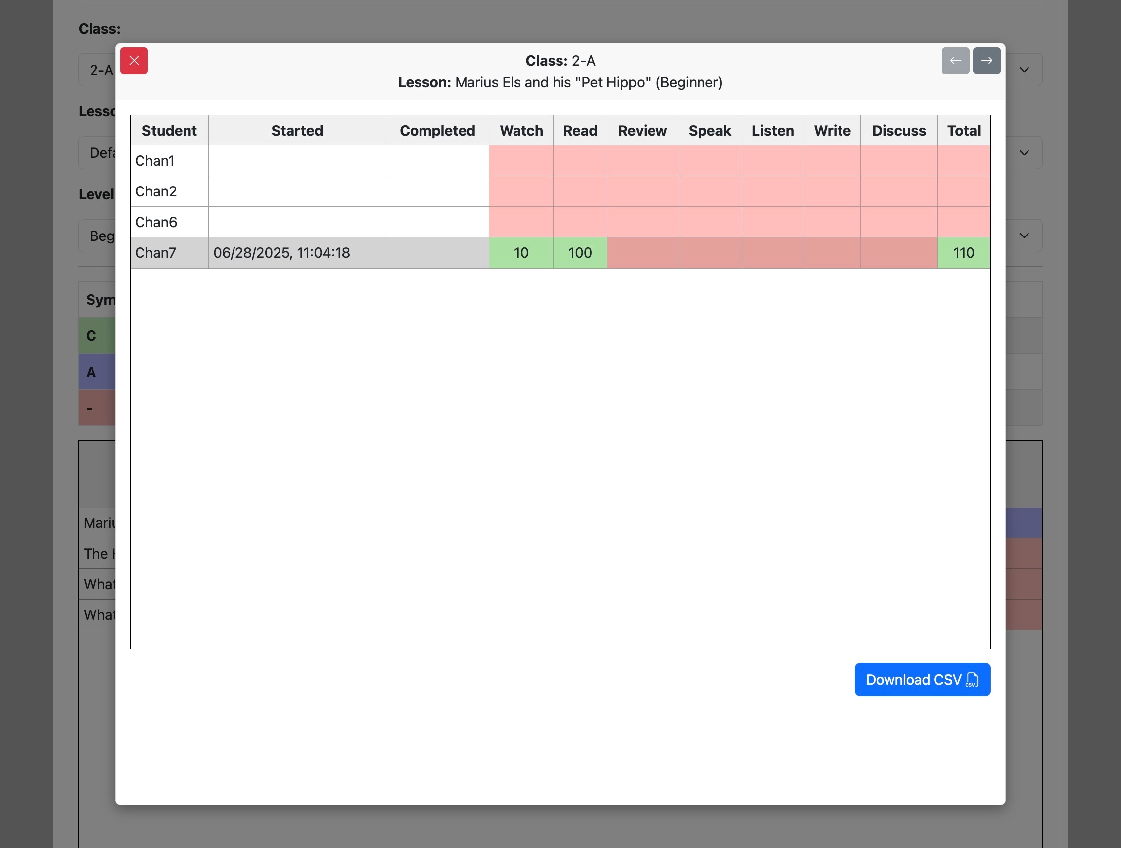 Screenshot for How to view lesson completion progress, step 9