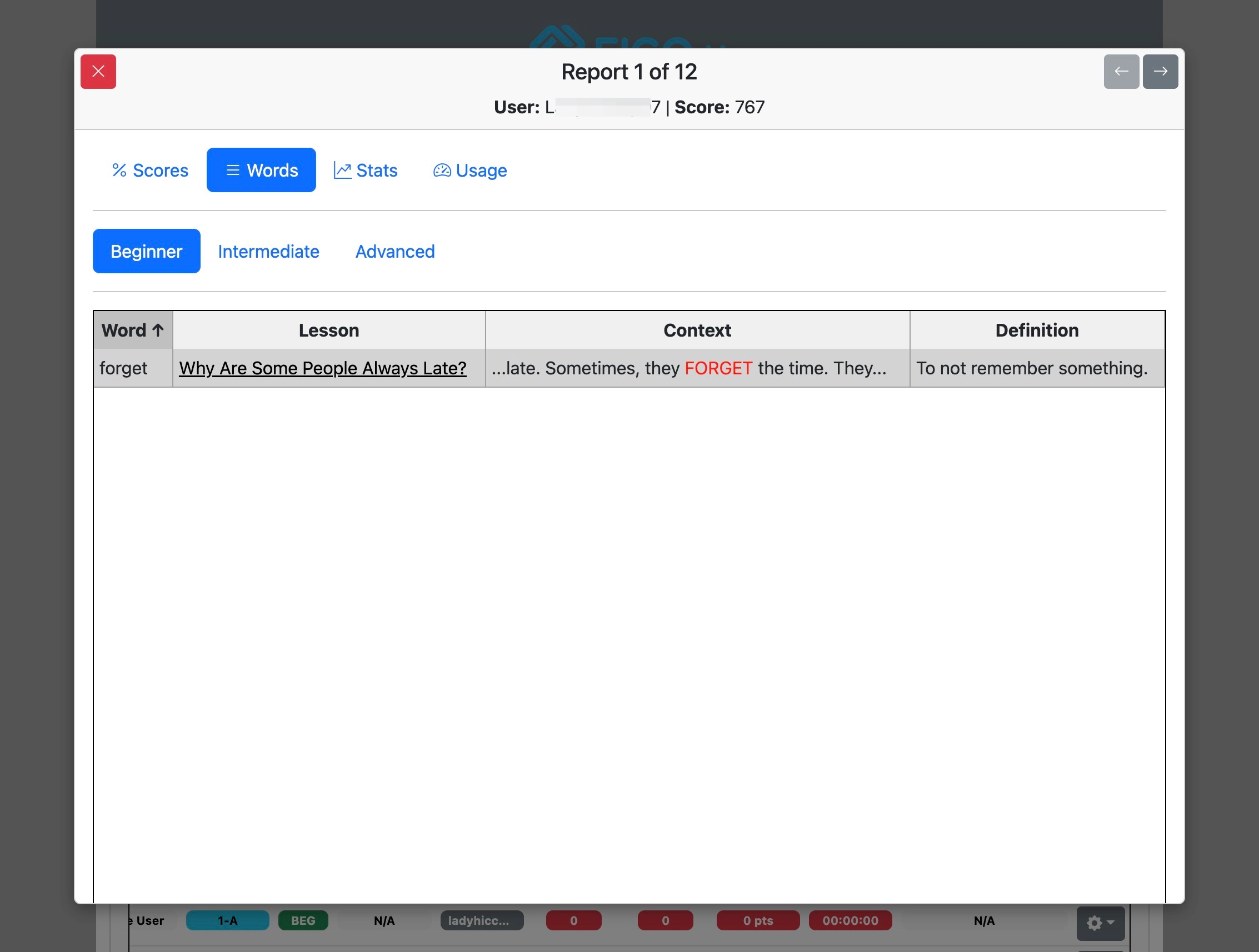 Screenshot for How to view student progress, step 11
