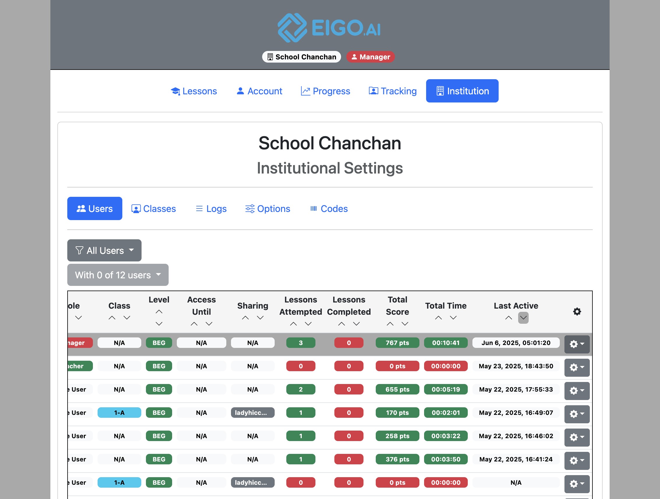 Screenshot for How to view student progress, step 2